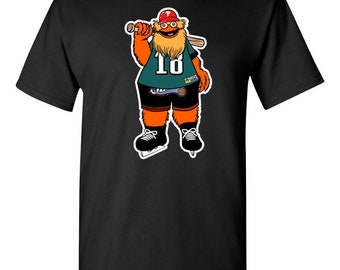 Gritty Black Tee Shirt:  Philadelphia Flyers, Sixers, Eagles,Phillies all in one custom fan art design!