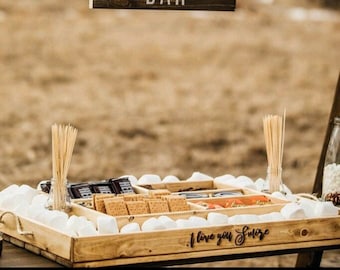 Smores Bar, Wedding Smores Bar, Large Wedding Dessert Station, Smores Tray, Bridal Shower Gift, Rustic Wedding Decor, Smores Box