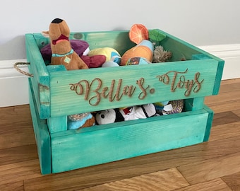 Dog Toy Box, Personalized Dog Toy Bin, Pet Toy Box, Rustic Toy Box, Custom Pet Toy Box, Dog Toy Storage, Pet Crate