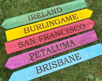 Yard Post Direction Signs, Yard Mileage Signs, Custom Destination Signs, Arrow Direction Signs, Engraved Yard Direction Mileage Signs