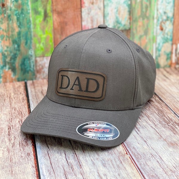 Dad Hat, Fathers Day Hat, Dad Hat, Leather Patch Hat, Fitted Baseball Hat, Gift for Dad, Dad Birthday Gift, Gift for Husband