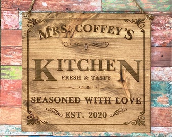 Kitchen Sign, Kitchen Wall Decor, Mother’s Day Gift, Custom Kitchen Sign, Personalized Wooden Kitchen Sign, Rustic Kitchen Decor