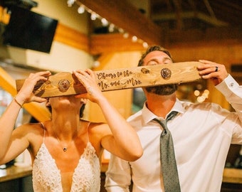 Wedding Shot Board, Couples Shot Board, Mini Ski Board for Shots, Personalized Wood Mini Shot Board, Custom Ski, 2 Person Shot Board