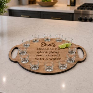 Shot Flight, Party Shot Tray, Personalized Shot Flight, Tequila Serving Tray, Housewarming Gift, Shot Tray, Rustic, Gift for Dad, Barware