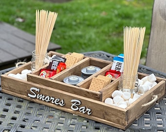 Smores Bar, Smores Tray, Smores Bar Station, Smores Box, Wedding Dessert Station, Wedding Gift, Wedding Decor, Camping, Lake House Decor