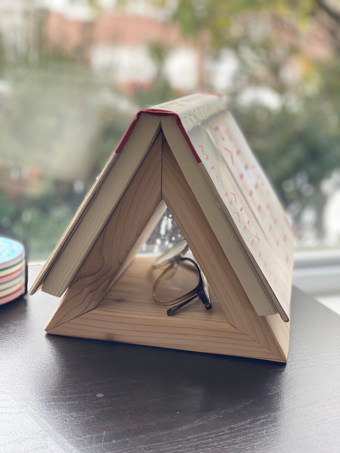Triangle Bookstand Triangle Book Holder Nightstand Bookmark Etsy