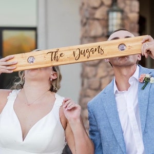 Couples Shot Board, Wedding Shot Board, Mini Ski Board for Shots, Personalized Wood Mini Shot Board, Custom Ski, 2 Person Shot Board image 1