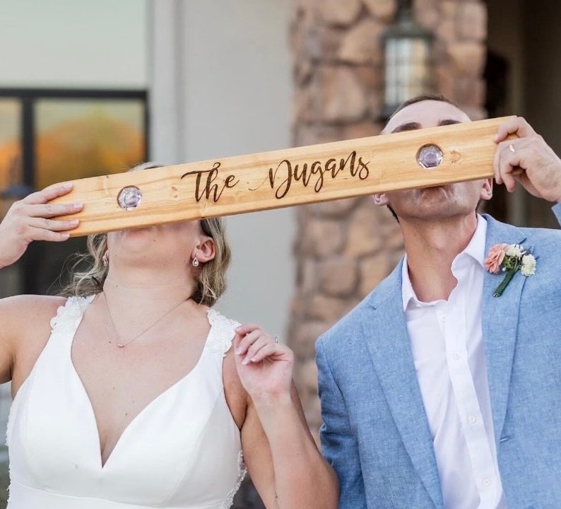 Couples Shot Board, Wedding Shot Board, Mini Ski Board for Shots, Personalized Wood Mini Shot Board, Custom Ski, 2 Person Shot Board image 1