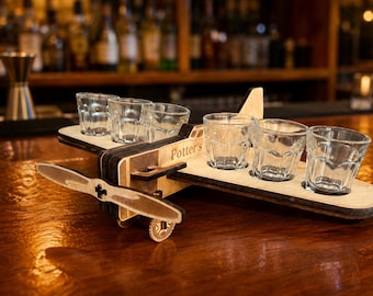 Airplane Shot Flight, Plane Party Shot Holder, Personalized Shot Flight, Tequila Serving Tray, Pilot Gift, Flight Attendant Gift