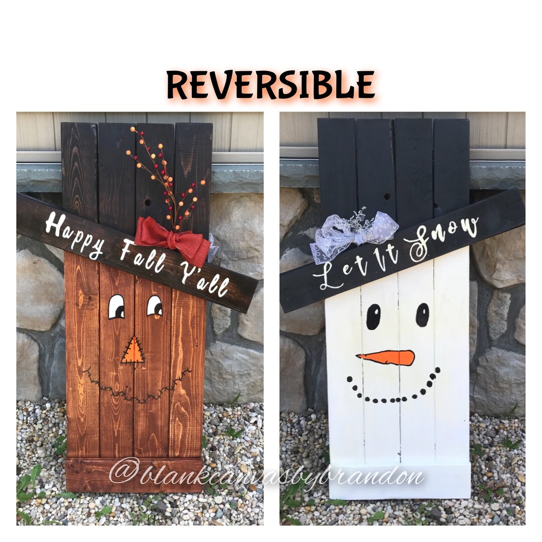 Reversible Scarecrow Snowman Fall Decorations Porch Decor - Etsy