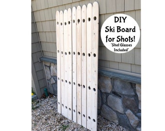 Unfinished Ski Board for Shots, DIY Wood Shot Board, Do It Yourself Ski Board for Shots, Shot Game, Bachelor Party, Bachelorette Party Game