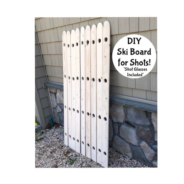 Unfinished Ski Board for Shots, DIY Wood Shot Board, Do It Yourself Ski Board for Shots, Shot Game, Bachelor Party, Bachelorette Party Game