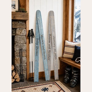 Decorative Wooden Ski Shaped Boards, Ski Themed Wedding, Bar Bat Mitzvah Guestbook, Weddings, *Options for One Stand Alone or a Set of Two*