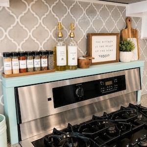Over The Stove Storage Spice Rack, Stove Top Shelf, Rustic Kitchen Stove Storage, Spices Storage, Kitchen Stove Rack, Gift for Cook