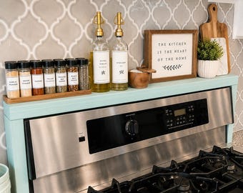 Over The Stove Storage Spice Rack, Stove Top Shelf, Rustic Kitchen Stove Storage, Spices Storage, Kitchen Stove Rack, Gift for Cook