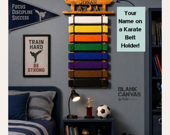 Karate Belt Display, Martial Arts Belt Holder, Personalized Karate Belt Holder, Custom Martial Arts Display, Dojo Belt Rack,