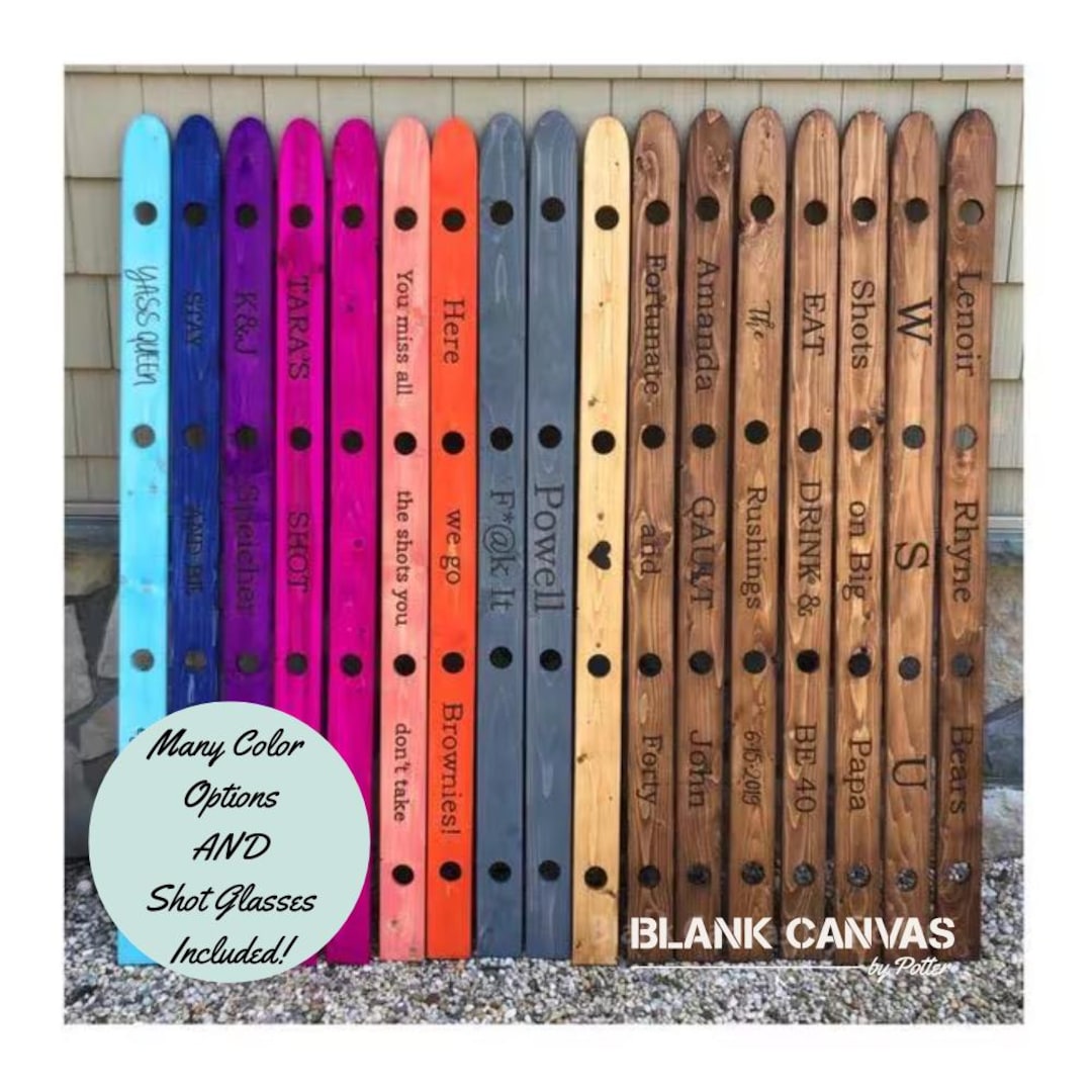 Ski Board For Shots, Personalized Ski Board, Wedding Shot Board Ski, Custom Shot Board Ski, Wedding Gift Ski Shot, Bachelorette Party - One Side Engraved, Cherry American