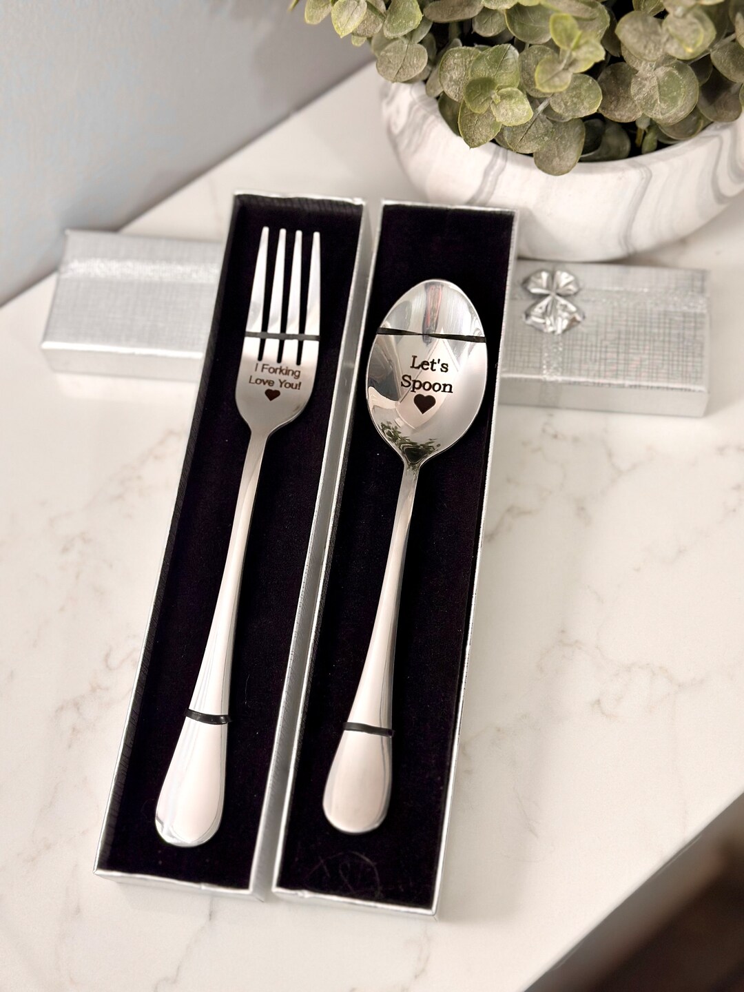 I Forking Love You Fork &amp; Let’s Spoon Engraved, Stainless Steel Fork ...