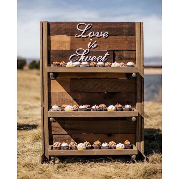 Rustic Dessert Display, Rustic Wedding Dessert Shelf, Wedding Dessert Station, Rustic Cupcake Stand, Wedding Cupcake Display, Dessert Bar