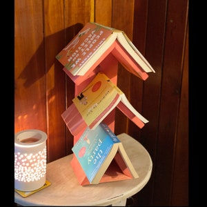 Triangle Bookstand, 3 Tier Triangle Book Holder, Nightstand Bookmark, Rustic Bookstand, Gift for Book Lover, Tabletop Bookstand