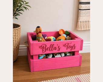 Personalized Dog Toy Box, Dog Toy Storage Bin, Custom Pet Toy Box, Wooden Dog Toy Crate, Rustic Dog Decor
