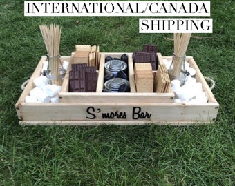 Abroad Shipping,Smores Bar, Smores Tray, Smores Bar Station, Wedding Dessert Station, Wedding Gift, Wedding Decor, Camping, Lake House Decor