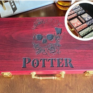 Personalized Poker Set, Custom Wood Poker Case, Poker Box Chips ...