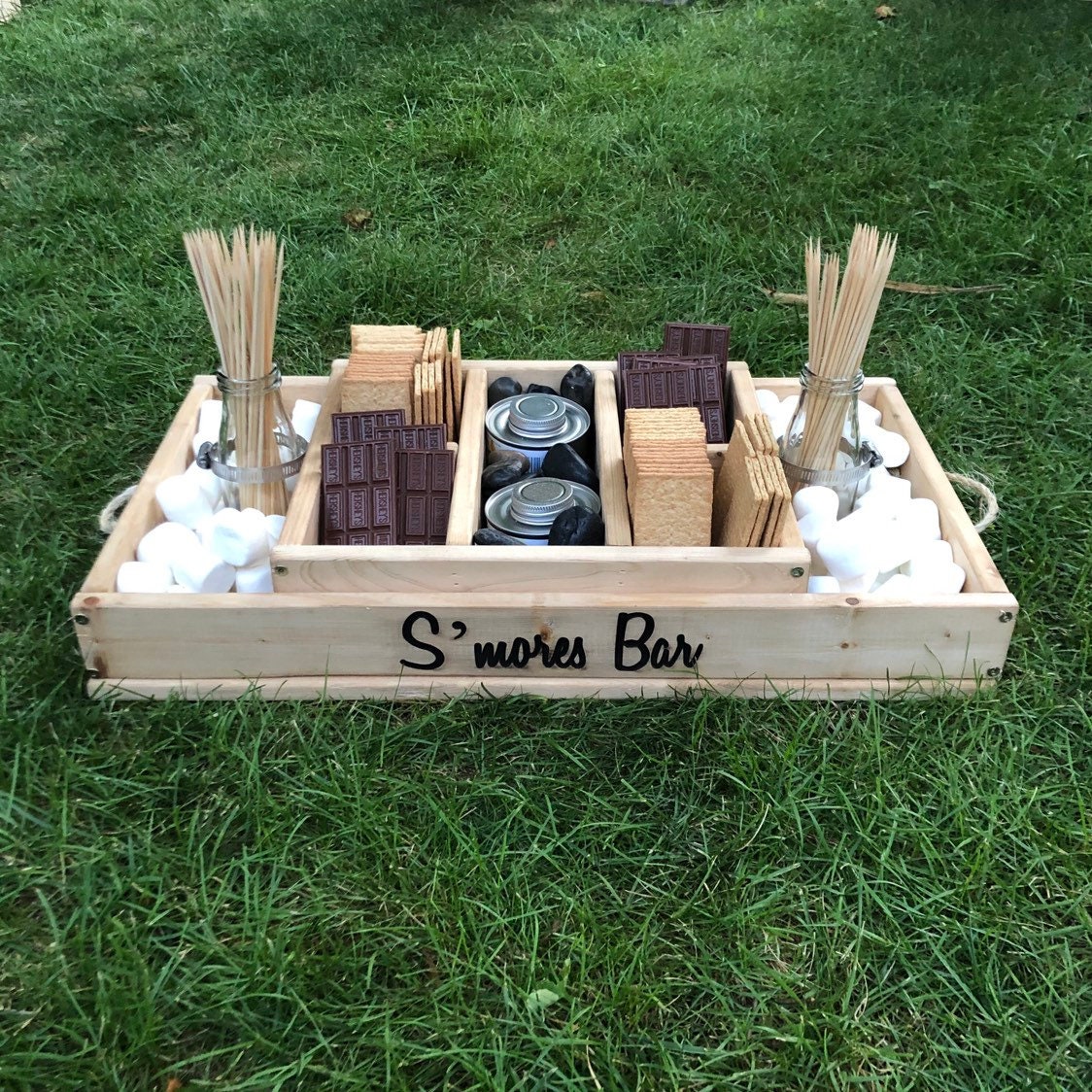 Rustic Wood Smores Bar, Smores Tray, Smores Bar Station, Smores Box, Wedding Dessert Station, Housewarming Gift, Lake Decor