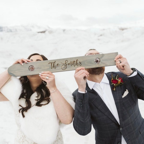Wedding Shot Board, Wedding Prop Idea, Bride and Groom Shot Board, Mini Ski Board for Shots, Personalized Mini Shot Board, Newlywed Gift