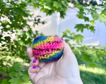 Crochet Footbag, Foot Toss, Sack, Sac, Rainbow, Blue, Green