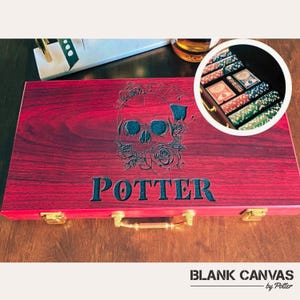 Personalized Poker Set, Custom Wood Poker Case, Poker Box Chips, Groomsmen Gift, Anniversary Gift, Gift for Gambler, Gambling Gift, Cards