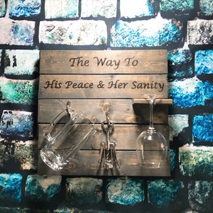 Wine Sign, Wine Rack, Wine and Beer Holder, Funny Bar Decor