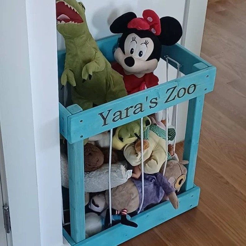 Stuffed Animal Zoo, Stuffed Animal Storage, Stuffed Animal Holder, Toy Storage, Personalized Animal Zoo, Custom Childrens Room Decor image 2