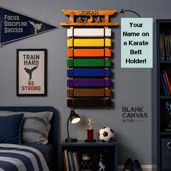 Karate Belt Display, Martial Arts Belt Holder, Personalized Karate Belt Holder, Custom Martial Arts Display, Dojo Belt Rack,