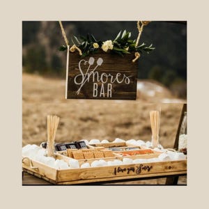 Smores Bar, Wedding Smores Station, Large Dessert Tray, Personalized Snack Holder, Bridal Shower Gift, Rustic Wedding Decor, Custom Camping