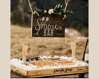 Smores Bar, Wedding Smores Station, Large Dessert Tray, Personalized Snack Holder, Bridal Shower Gift, Rustic Wedding Decor, Custom Camping