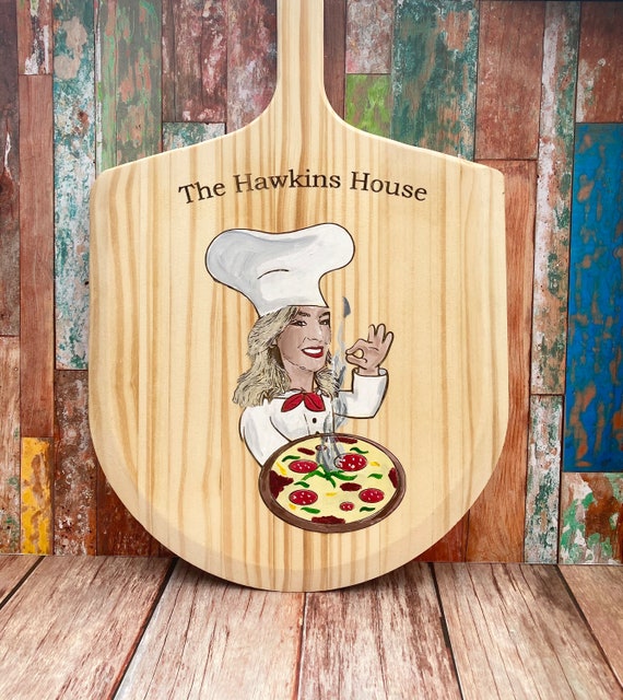 Pizza Peel, Personalized Pizza Peel, Picture on a Pizza Peel, Custom Pizza Board, Pizza Shop Decor, Pizza Paddle, Caricature pizza peel