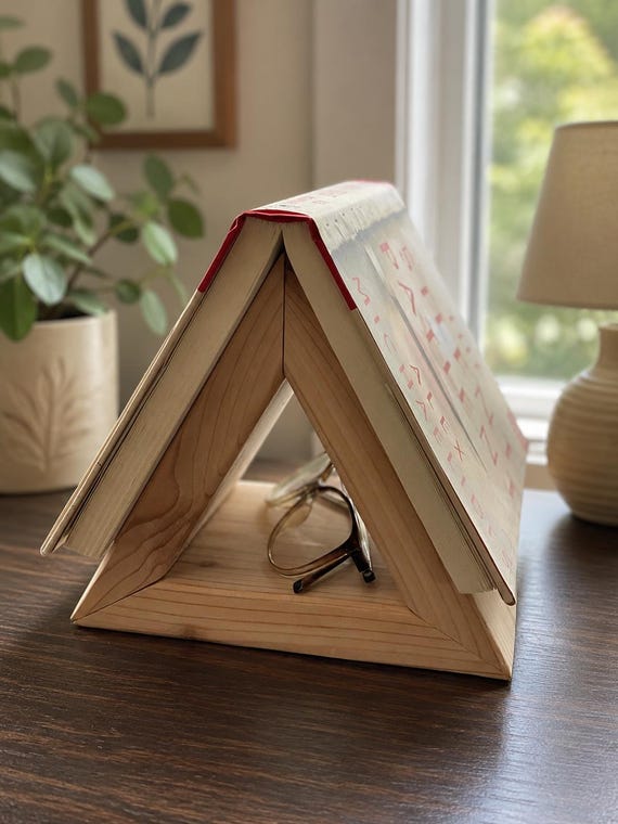 Triangle Bookstand, Triangle Book Holder, Nightstand Bookmark
