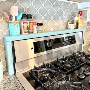 Over The Stove Storage Spice Rack, Stove Top Shelf, Rustic Kitchen Stove Storage, Spices Storage, Kitchen Stove Rack, Gift for Cook