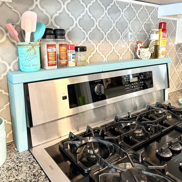 Over The Stove Storage Spice Rack, Stove Top Shelf, Rustic Kitchen Stove Storage, Spices Storage, Kitchen Stove Rack, Gift for Cook