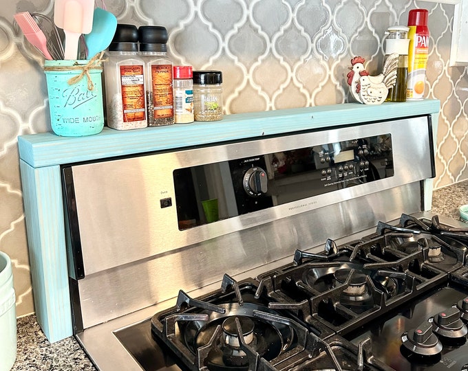 Over The Stove Storage Spice Rack, Stove Top Shelf, Rustic Kitchen Stove Storage, Spices Storage, Kitchen Stove Rack, Gift for Cook