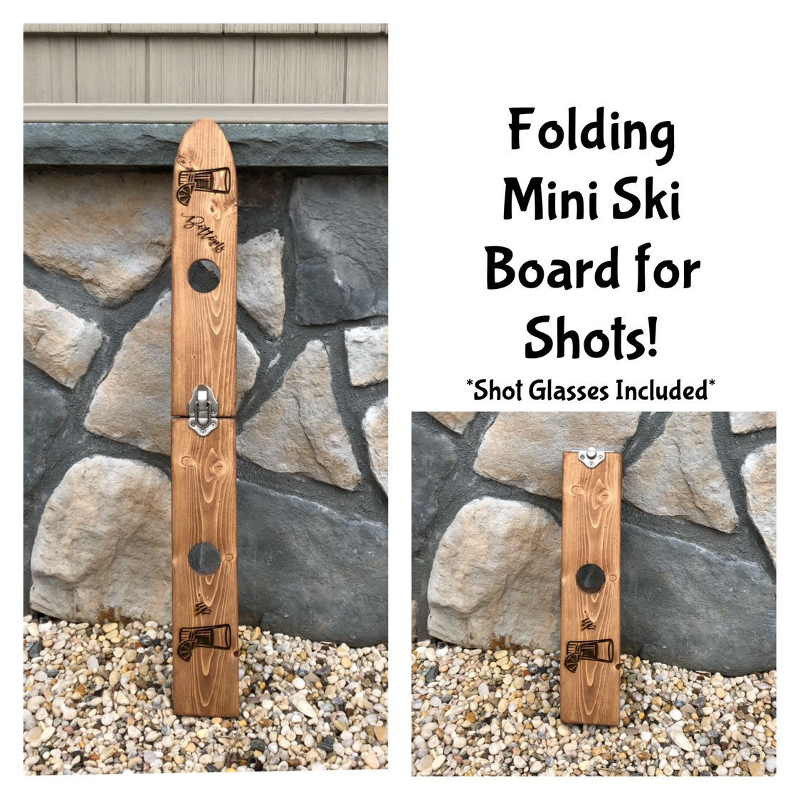 Mini Ski Board for Shots 2 Person Personalized Folding Ski Etsy