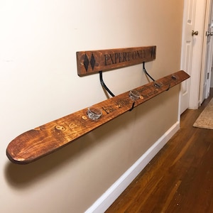 Ski Board for Shots Holder, Rustic Ski Holder, Rustic Bar Decor, Shot Board Shelf, Wall Mount *Skis NOT included!*