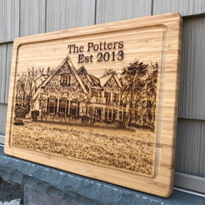 Real Estate Closing Gift, Custom Home Cutting Board, Housewarming Gift, Your Home on a Cutting Board, Home Closing Thank You Gift, Engraved