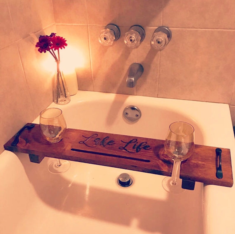 Rustic Bath Caddy Couples Bath Caddy 5 Year Anniversary Etsy