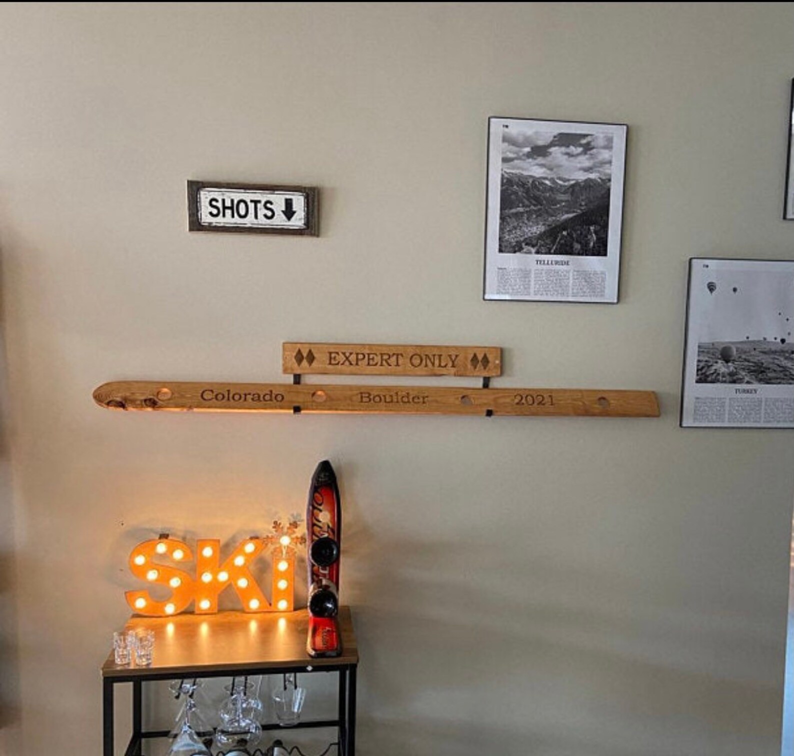 Ski Board for Shots and Holder Set Rustic Ski Board and Etsy