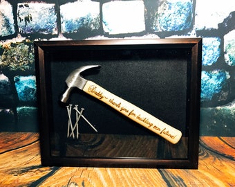 Father's Day Gift, Fathers Day Hammer, Personalized Hammer, Framed Hammer, Shadow Box Hammer, Hammer Display Case, Gift for Dad