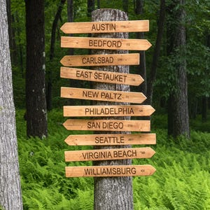 Direction Signs, Yard Mileage Signs, Custom Destination Signs, Arrow Direction Signs, Engraved Yard Direction Mileage Signs, *price for one*
