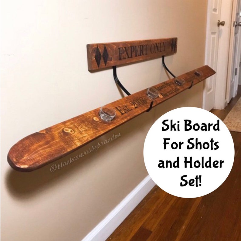 Ski Board for Shots and Holder Set Rustic Ski Board and Etsy