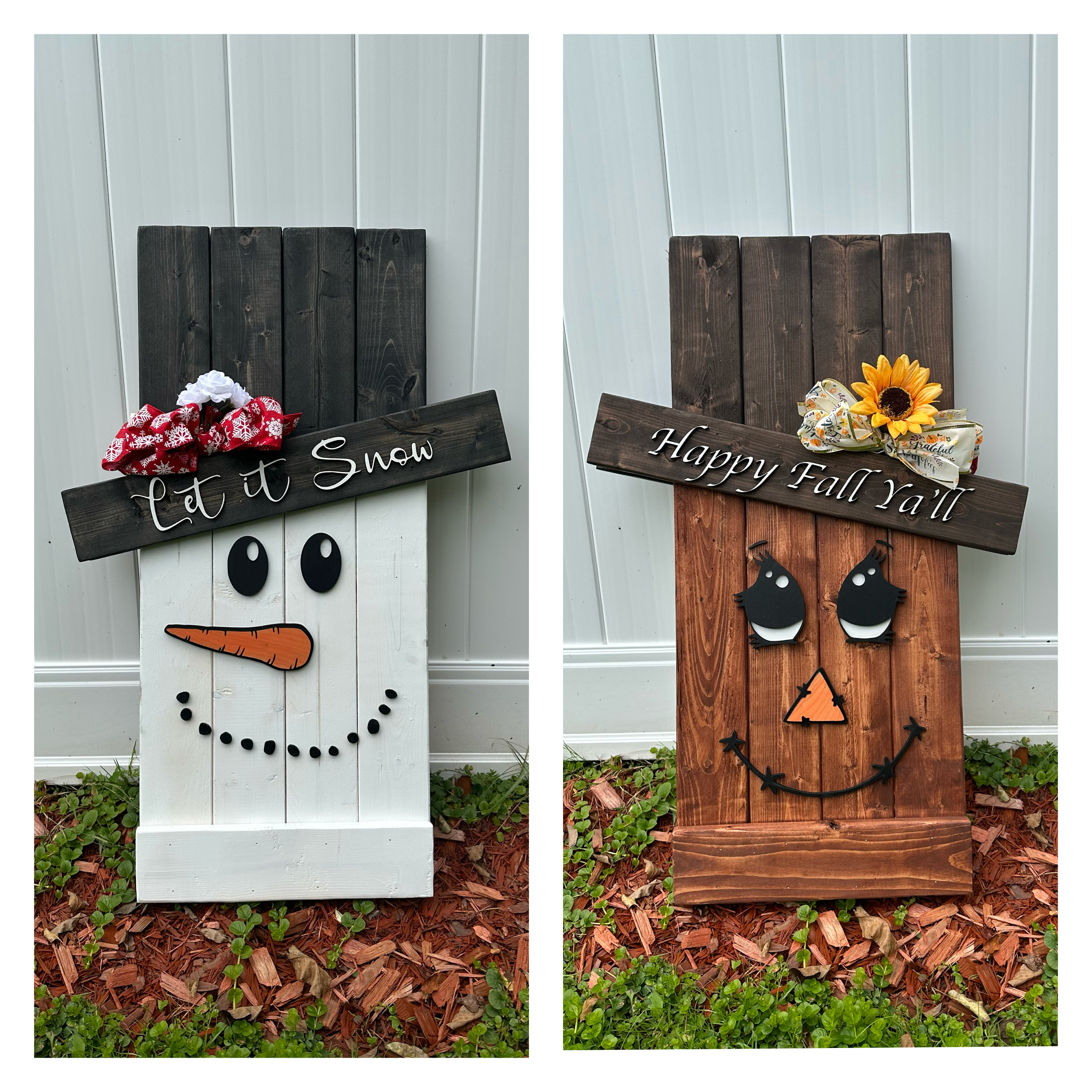 Reversible Scarecrow Snowman, Fall Decorations, Porch Decor, Fall Decorations, Winter Decorations, Reversible Porch Sign, Happy Fall Y'all